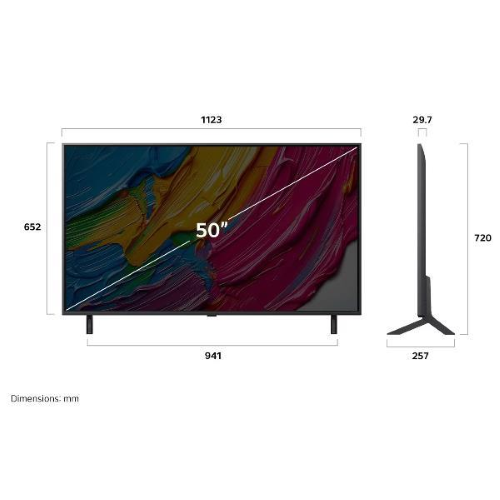 LG QNED AI 50QNED80A6A TV Serie QNED80 50?? 4K, ?7 Gen8, HDR10, 20W, 3 HDMI con Game Optimizer, Smart TV WebOS 25, 127 cm (50?), 3840 x 2160 Pixel, QNED, Smart TV, Wi-Fi, Nero